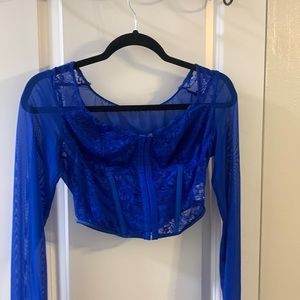 Blue corset long sleeve top